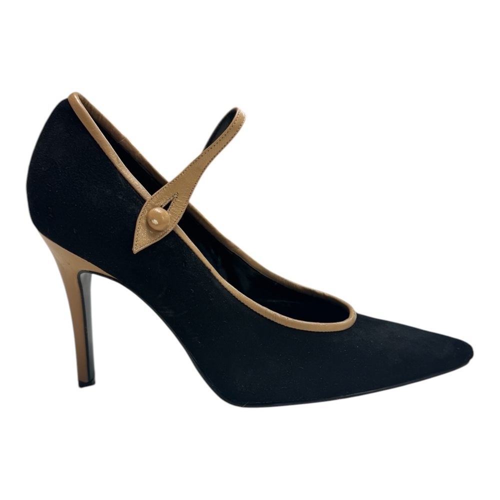 NWOB! Colin Stewart Y2K Black Suede Mary Jane Heels Leather Upper Women’s …